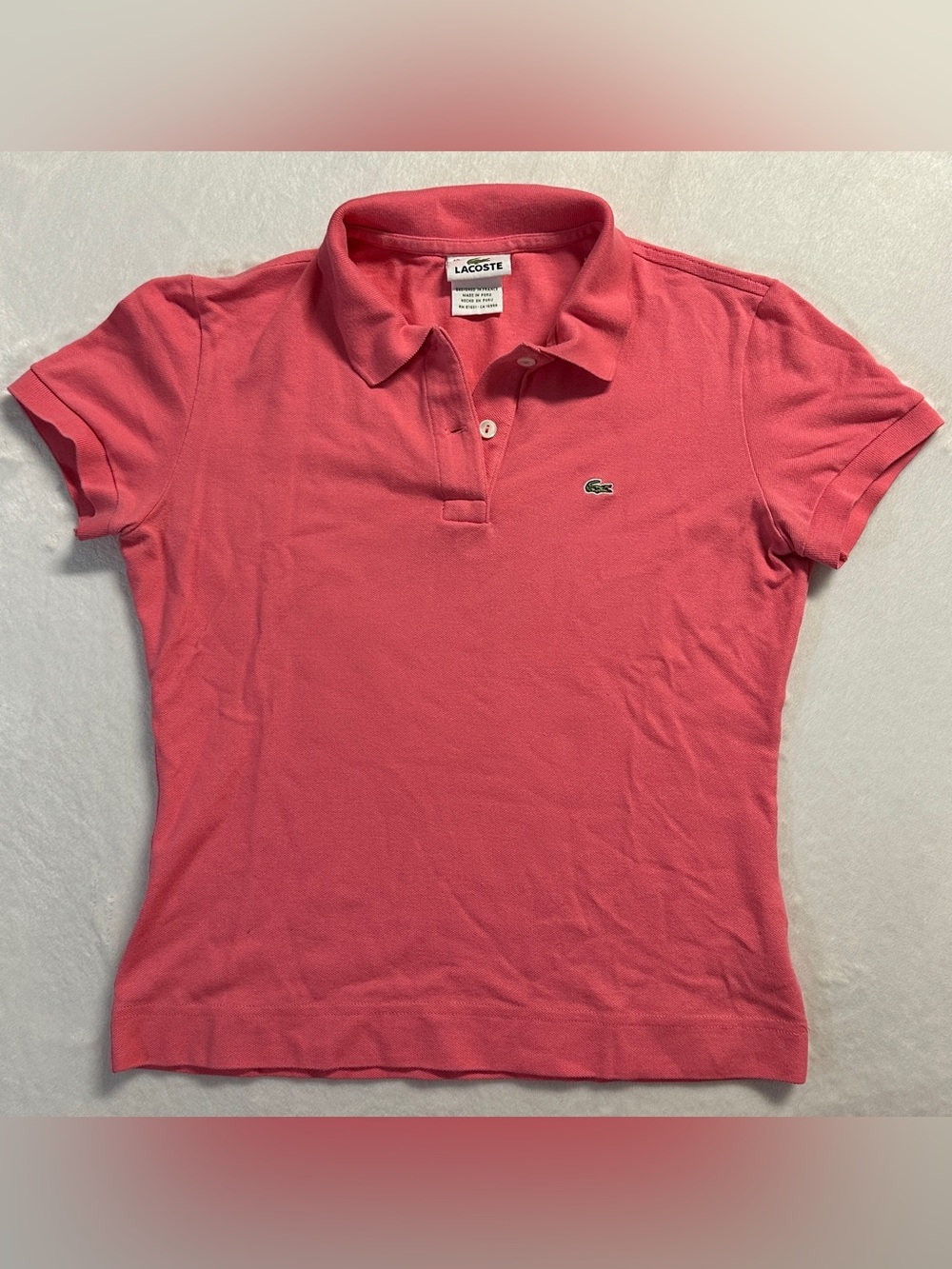 Y2K LACOSTE women's pink croc embroidered cotton polo tee, M.